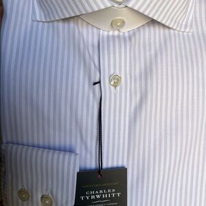 Lilac non-iron cotton stretch stripe cutaway extra slim fit shirt brand new